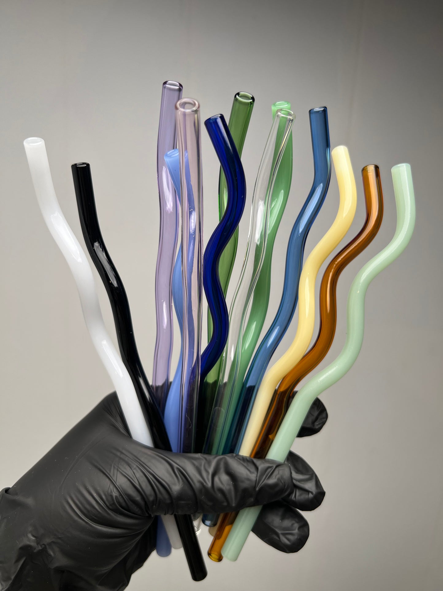 Glass wavy straws