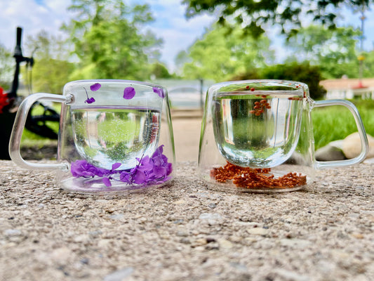 Double wall floral Tea glasses