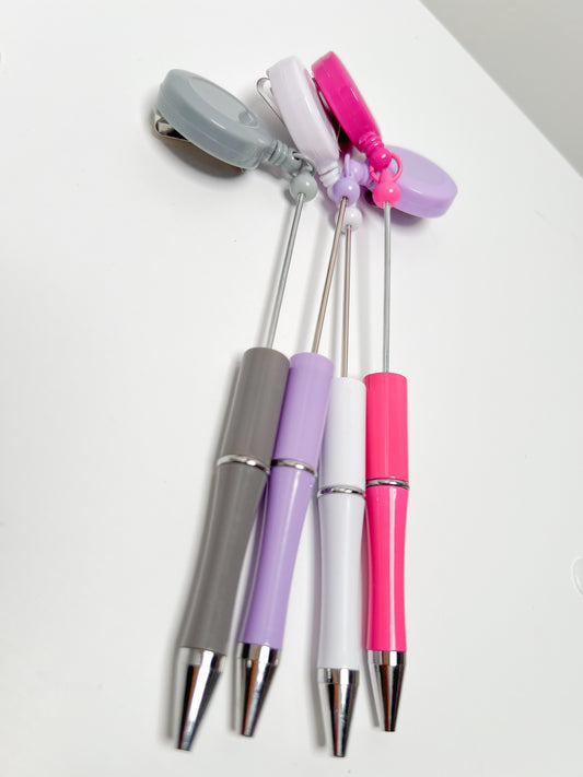 Beadable badge pens